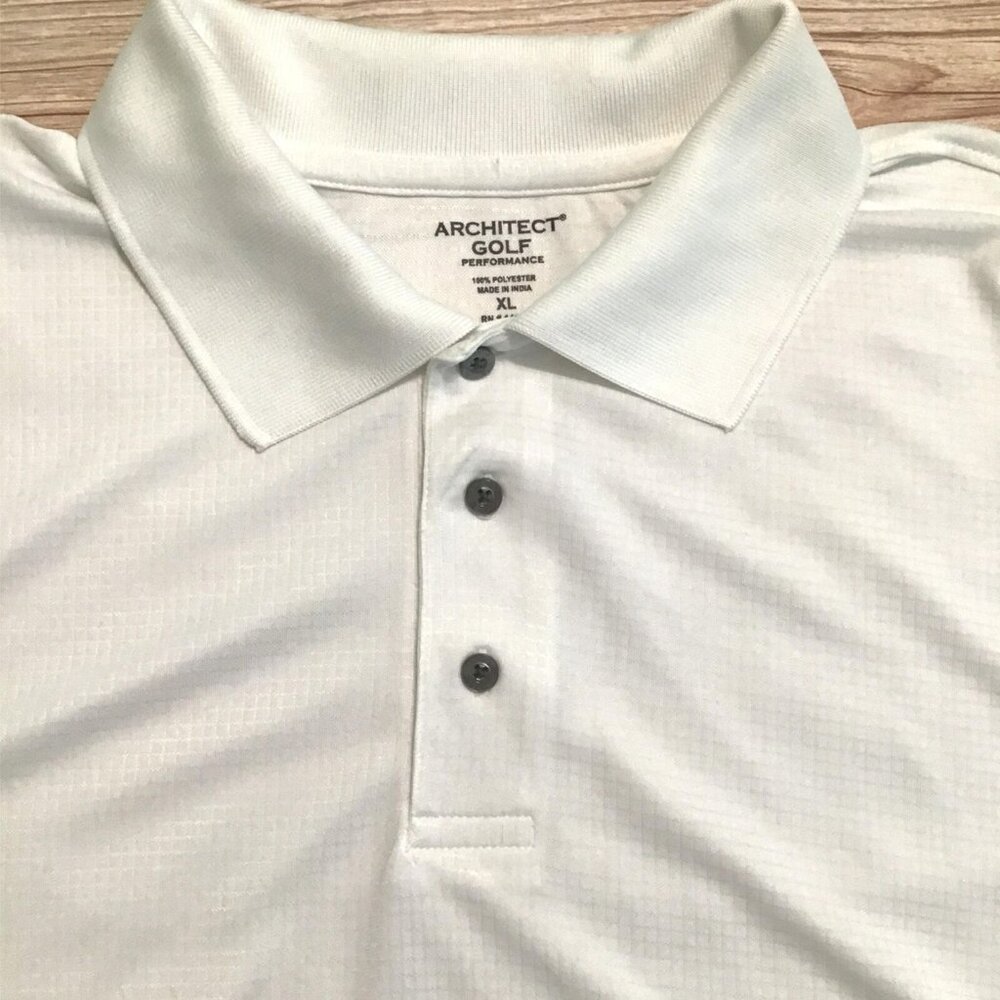 Architect Mens Golf Polo Shirt Size XL White Patterned Casual Short Sleeve